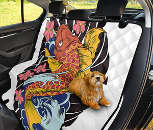 Japanese Koi And Flower Tattoo Print Pet Car Back Seat Cover