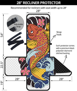 Japanese Koi And Flower Tattoo Print Recliner Protector