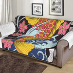 Japanese Koi And Flower Tattoo Print Sofa Protector