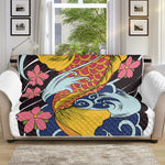 Japanese Koi And Flower Tattoo Print Sofa Protector