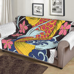 Japanese Koi And Flower Tattoo Print Sofa Protector