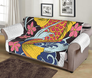 Japanese Koi And Flower Tattoo Print Sofa Protector