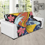 Japanese Koi And Flower Tattoo Print Sofa Slipcover