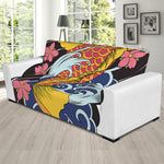 Japanese Koi And Flower Tattoo Print Sofa Slipcover