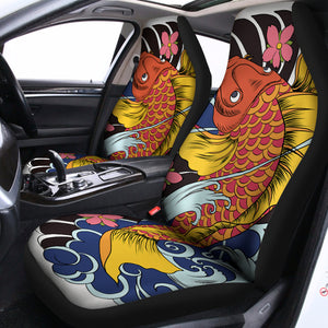 Japanese Koi And Flower Tattoo Print Universal Fit Car Seat Covers