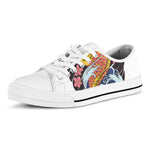 Japanese Koi And Flower Tattoo Print White Low Top Shoes