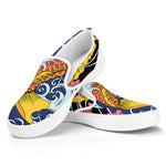 Japanese Koi And Flower Tattoo Print White Slip On Shoes