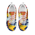 Japanese Koi And Flower Tattoo Print White Sneakers