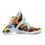 Japanese Koi And Flower Tattoo Print White Sneakers