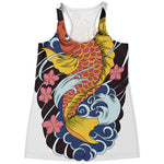 Japanese Koi And Flower Tattoo Print Women's Racerback Tank Top