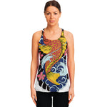 Japanese Koi And Flower Tattoo Print Women's Racerback Tank Top