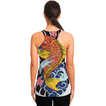 Japanese Koi And Flower Tattoo Print Women's Racerback Tank Top