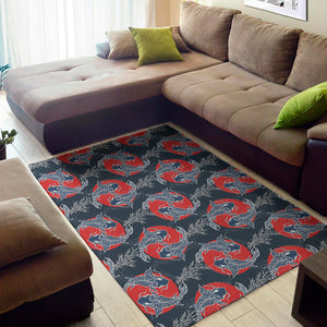 Japanese Koi Carp Fish Pattern Print Area Rug