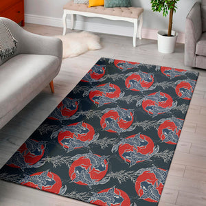 Japanese Koi Carp Fish Pattern Print Area Rug