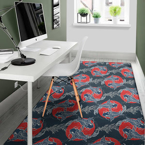 Japanese Koi Carp Fish Pattern Print Area Rug