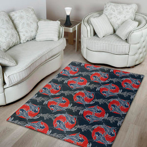 Japanese Koi Carp Fish Pattern Print Area Rug