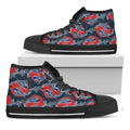Japanese Koi Carp Fish Pattern Print Black High Top Sneakers