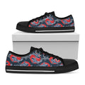 Japanese Koi Carp Fish Pattern Print Black Low Top Sneakers