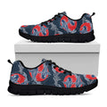 Japanese Koi Carp Fish Pattern Print Black Running Shoes