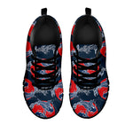 Japanese Koi Carp Fish Pattern Print Black Sneakers