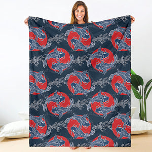 Japanese Koi Carp Fish Pattern Print Blanket