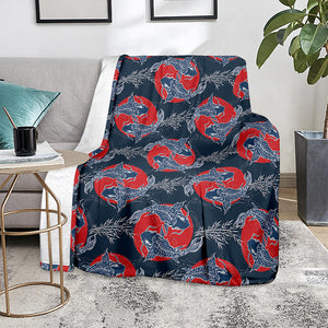 Japanese Koi Carp Fish Pattern Print Blanket