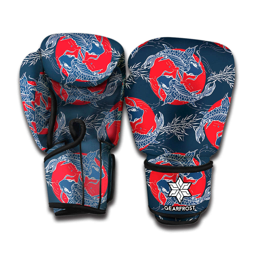 Japanese Koi Carp Fish Pattern Print Boxing Gloves