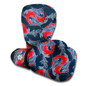 Japanese Koi Carp Fish Pattern Print Boxing Gloves