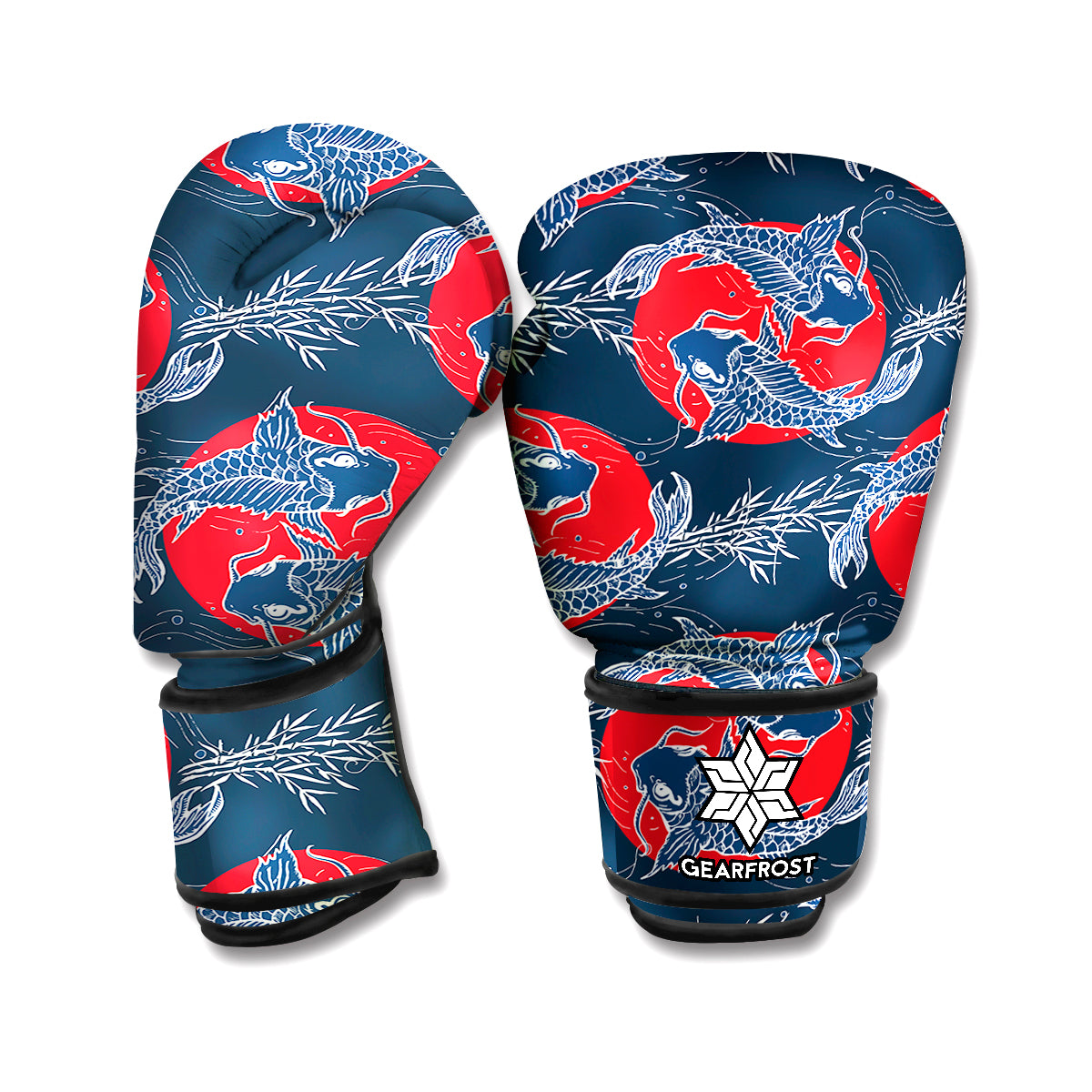 Japanese Koi Carp Fish Pattern Print Boxing Gloves