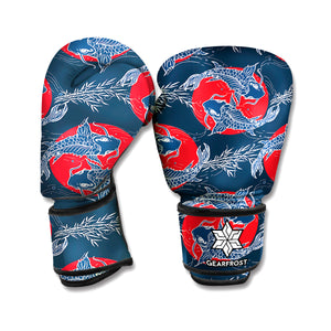 Japanese Koi Carp Fish Pattern Print Boxing Gloves