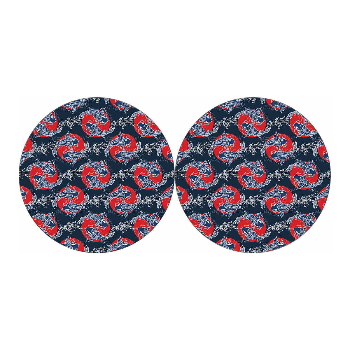 Japanese Koi Carp Fish Pattern Print Car Coasters
