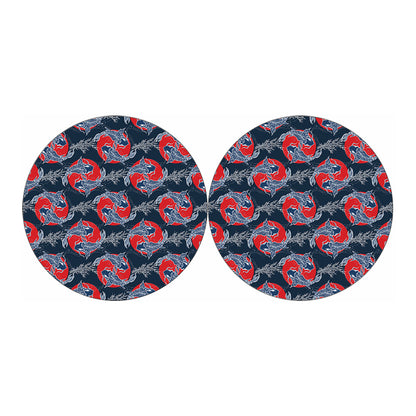 Japanese Koi Carp Fish Pattern Print Car Coasters