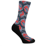 Japanese Koi Carp Fish Pattern Print Crew Socks