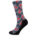 Japanese Koi Carp Fish Pattern Print Crew Socks