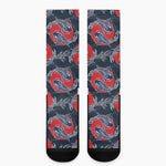 Japanese Koi Carp Fish Pattern Print Crew Socks