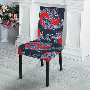 Japanese Koi Carp Fish Pattern Print Dining Chair Slipcover