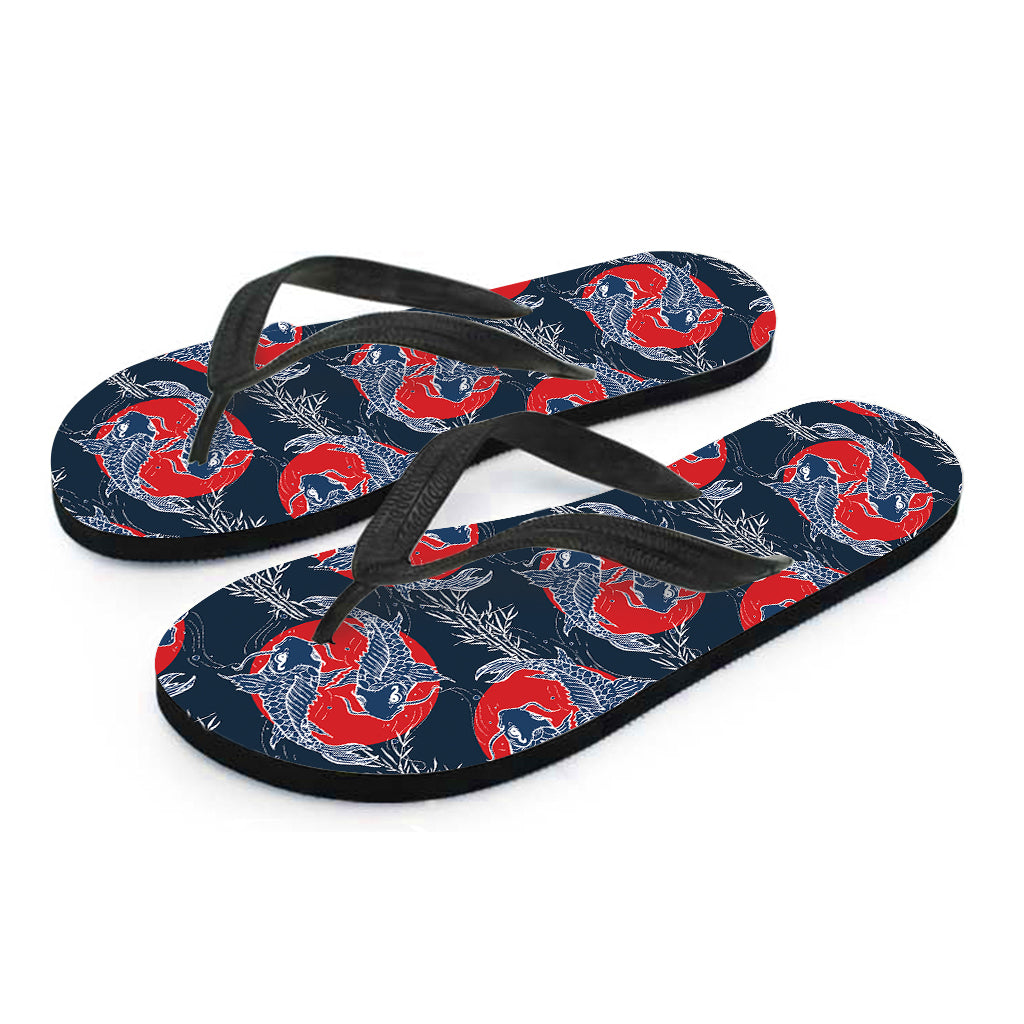 Japanese Koi Carp Fish Pattern Print Flip Flops