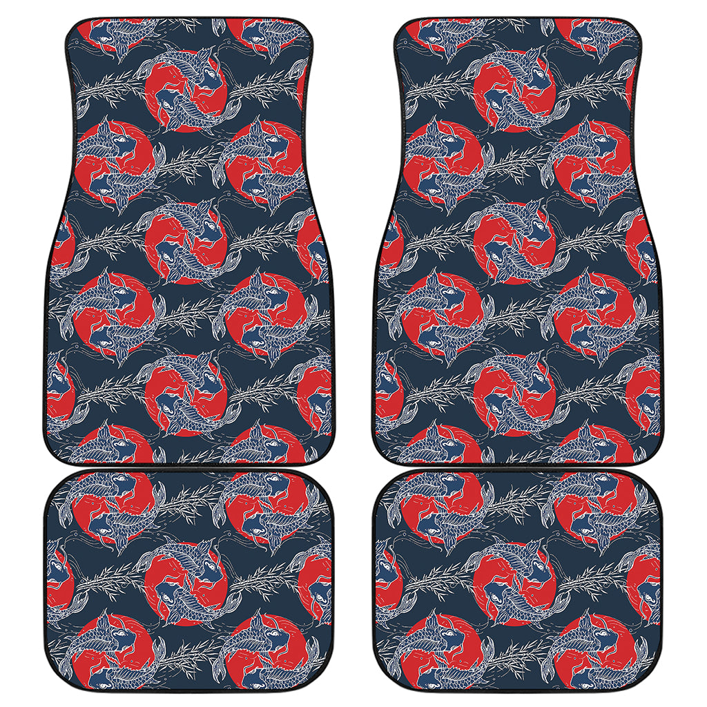 Japanese Koi Carp Fish Pattern Print Front and Back Car Floor Mats