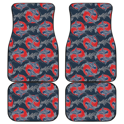 Japanese Koi Carp Fish Pattern Print Front and Back Car Floor Mats