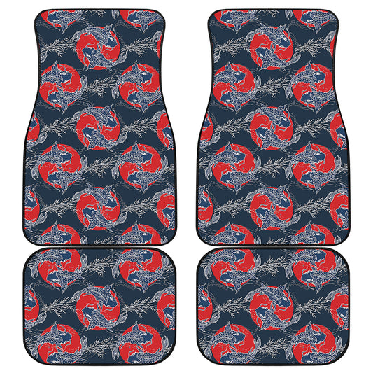 Japanese Koi Carp Fish Pattern Print Front and Back Car Floor Mats