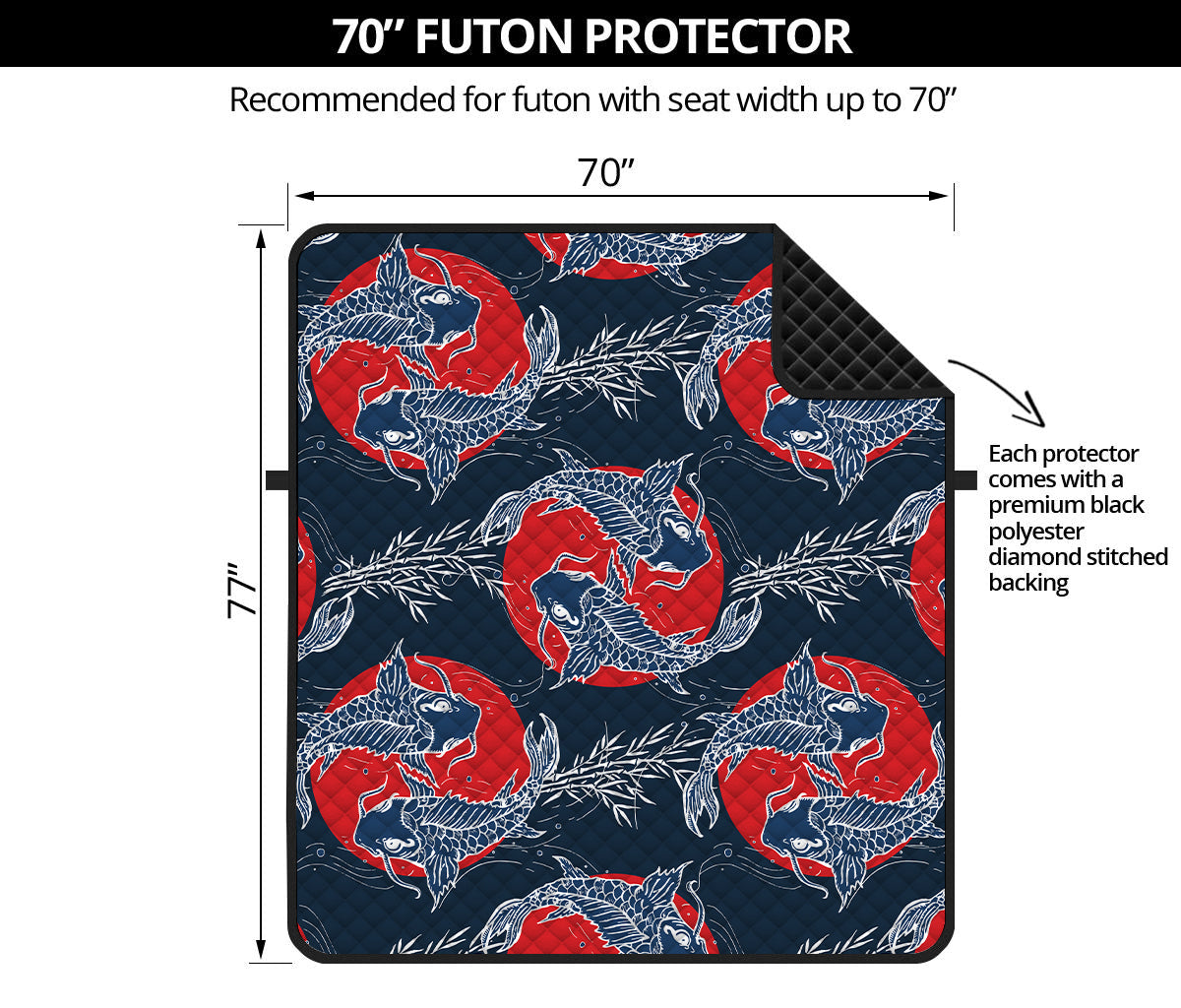 Japanese Koi Carp Fish Pattern Print Futon Protector