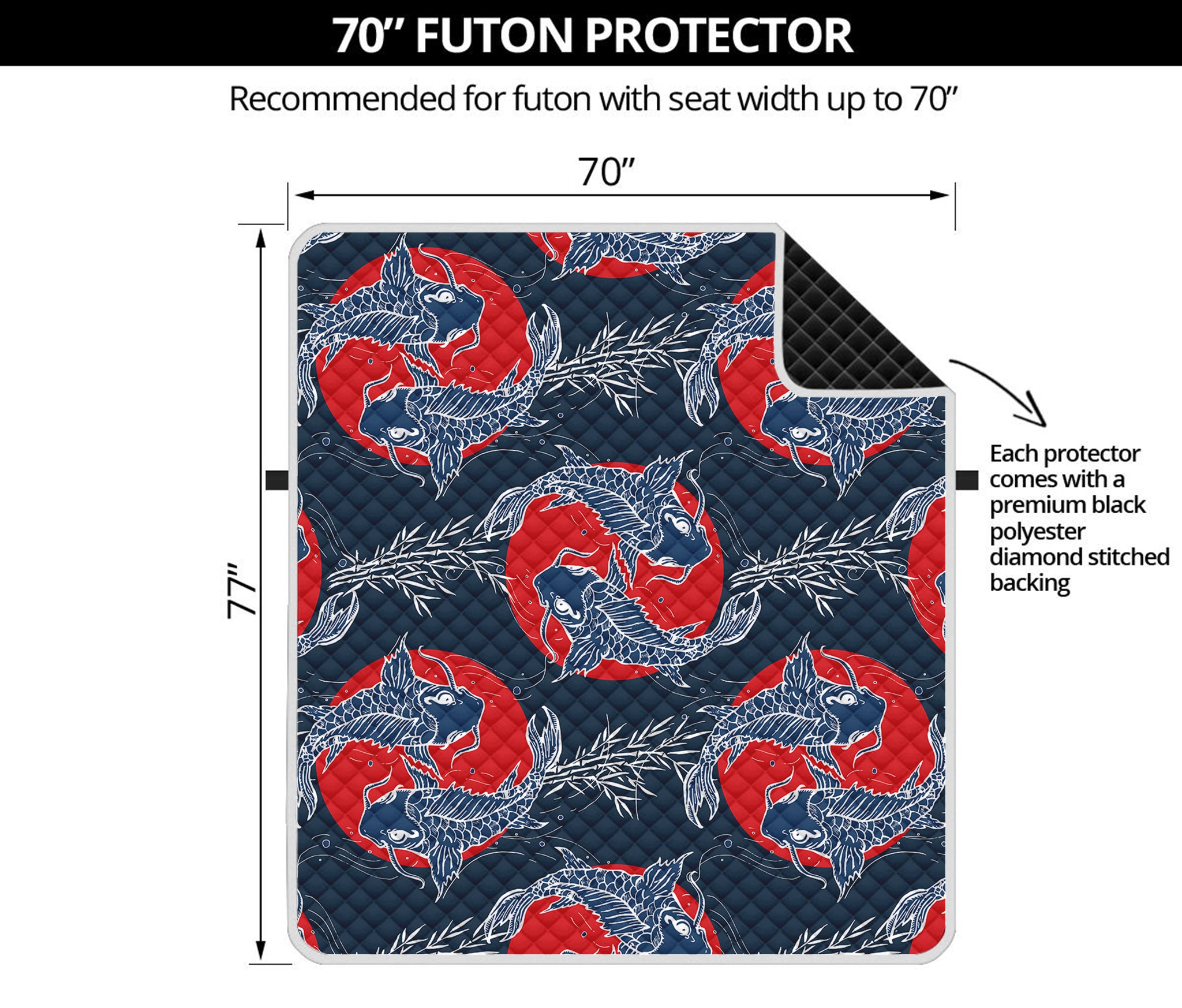 Japanese Koi Carp Fish Pattern Print Futon Protector