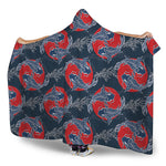 Japanese Koi Carp Fish Pattern Print Hooded Blanket