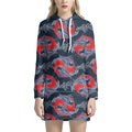 Japanese Koi Carp Fish Pattern Print Pullover Hoodie Dress