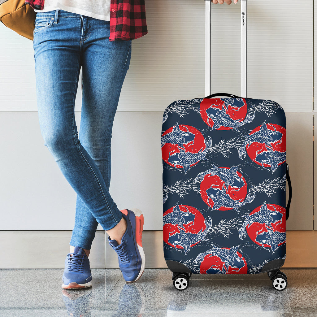 Japanese Koi Carp Fish Pattern Print Luggage Cover