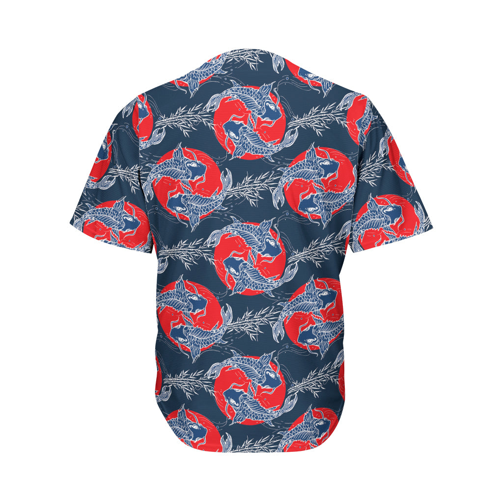 Japanese Koi Carp Fish Pattern Print Men's Baseball Jersey