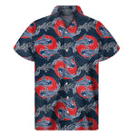 Japanese Koi Carp Fish Pattern Print Men's Short Sleeve Shirt