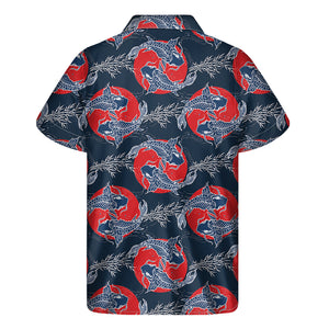 Japanese Koi Carp Fish Pattern Print Men's Short Sleeve Shirt