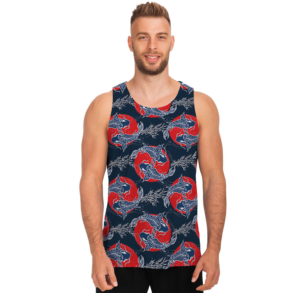 Japanese Koi Carp Fish Pattern Print Men's Tank Top