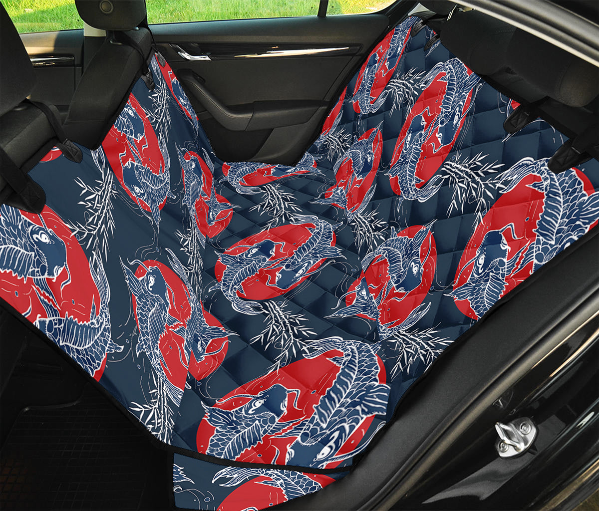 Japanese Koi Carp Fish Pattern Print Pet Car Back Seat Cover